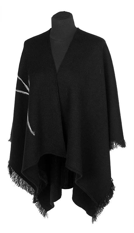 PONCZO CHUSTA Z HAFTEM, KOLOR CZARNY, ROZMIAR UNIWERSALNY 42 - 56