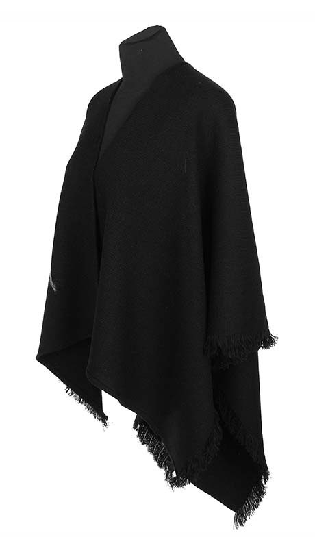 PONCZO CHUSTA Z HAFTEM, KOLOR CZARNY, ROZMIAR UNIWERSALNY 42 - 56