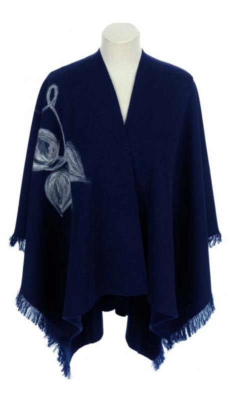 PONCZO, CHUSTA Z HAFTEM GRANATOWE R. UNI 42 - 56