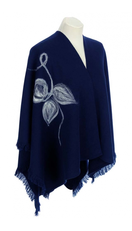 PONCZO, CHUSTA Z HAFTEM GRANATOWE R. UNI 42 - 56