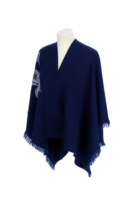 PONCZO, CHUSTA Z HAFTEM GRANATOWE R. UNI 42 - 56