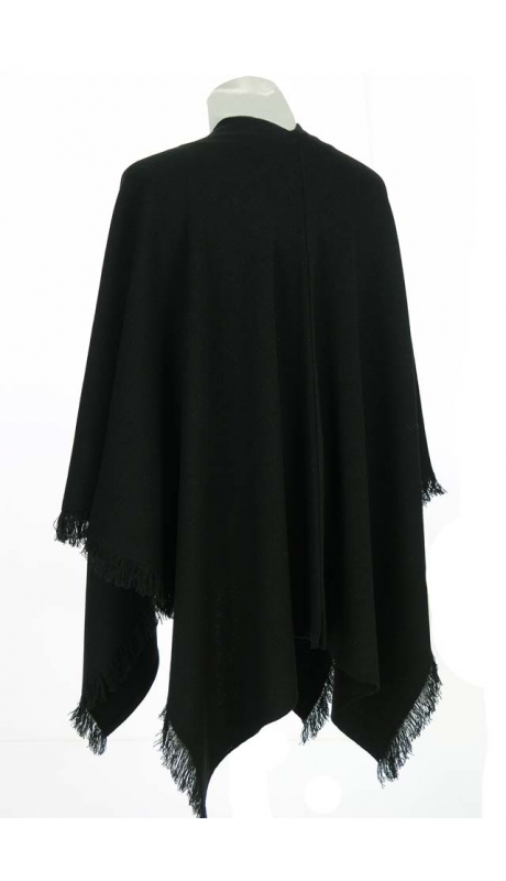 PONCZO, CHUSTA CZARNE Z KOLOROWYM HAFTEM R. UNI 42 - 56