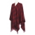 WEŁNIANE CIEPŁE PONCZO BUKLA CZERWIEŃ WINA KRATA 40% WEŁNY 42 - 56