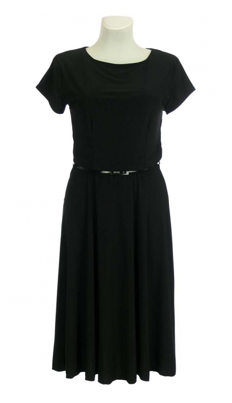 SUKIENKA MIDI POSZERZANA CZARNA JEDNOBARWNA