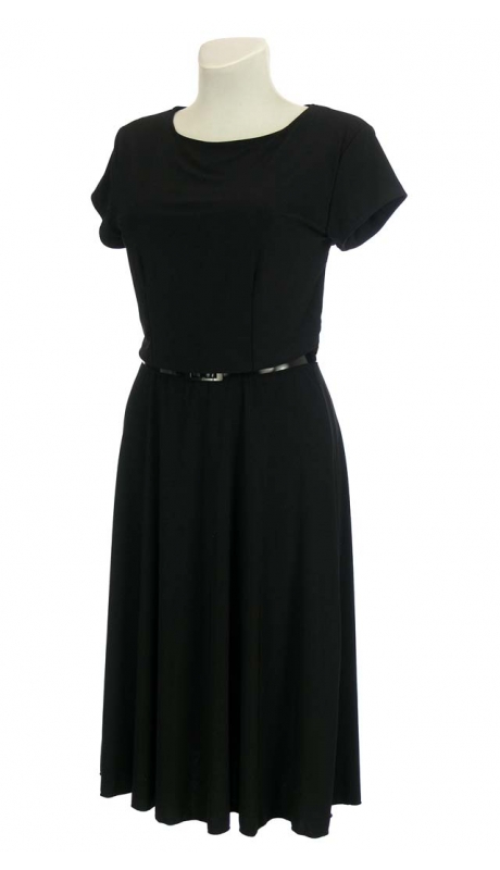 SUKIENKA MIDI POSZERZANA CZARNA JEDNOBARWNA