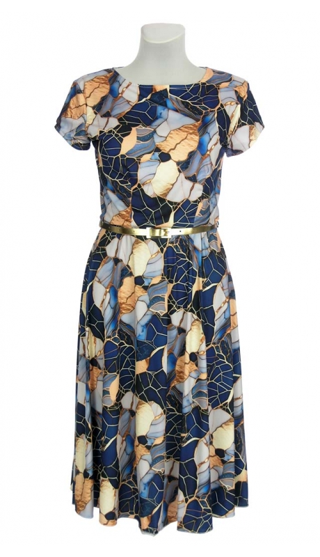 SUKIENKA MIDI ZE ZŁOTYM PASKIEM NA WESELE LUB DO WYJŚCIA