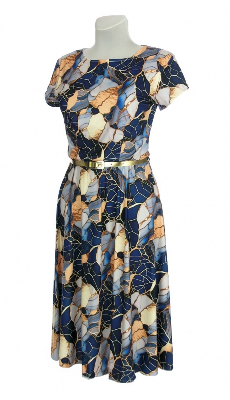 SUKIENKA MIDI ZE ZŁOTYM PASKIEM NA WESELE LUB DO WYJŚCIA