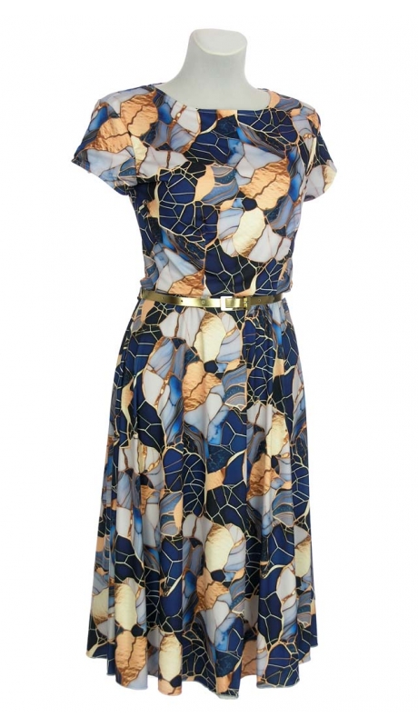 SUKIENKA MIDI ZE ZŁOTYM PASKIEM NA WESELE LUB DO WYJŚCIA