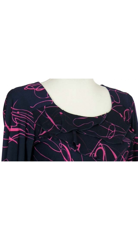 WESELE IMPREZA SUKIENKA POSZERZANA GRANATOWA WZÓR RÓŻ