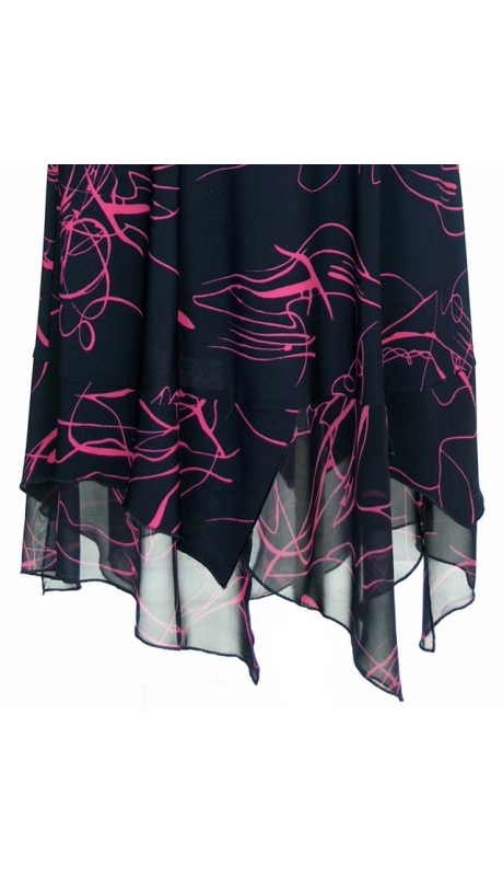 WESELE IMPREZA SUKIENKA POSZERZANA GRANATOWA WZÓR RÓŻ