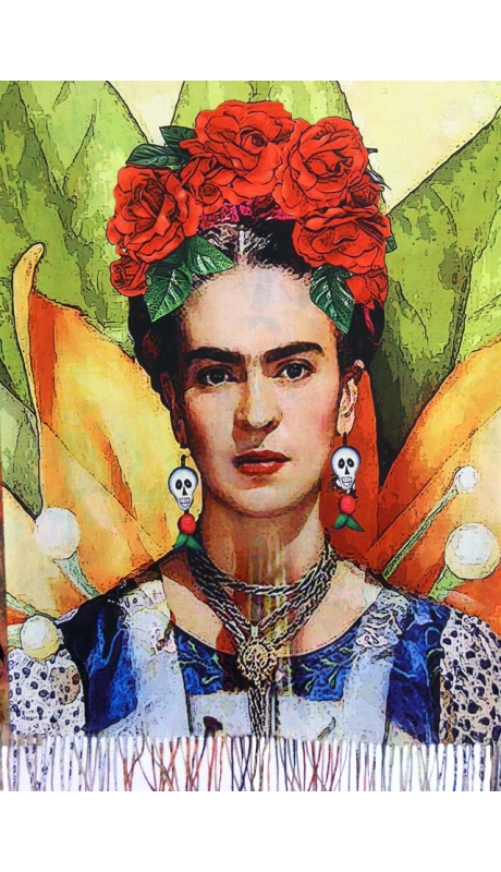 2- STRONNY SZAL CASHMERE REPLIKA SERIA PORTRETY FRIDY KHALO