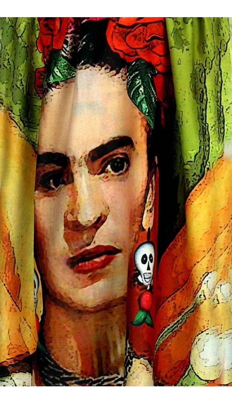 2- STRONNY SZAL CASHMERE REPLIKA SERIA PORTRETY FRIDY KHALO