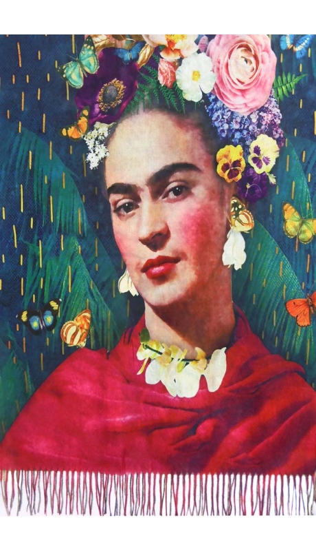 2- STRONNY SZAL CASHMERE REPLIKA SERIA PORTRETY FRIDY KHALO