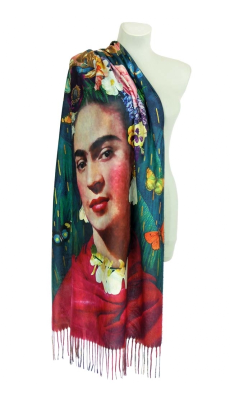 2- STRONNY SZAL CASHMERE REPLIKA SERIA PORTRETY FRIDY KHALO