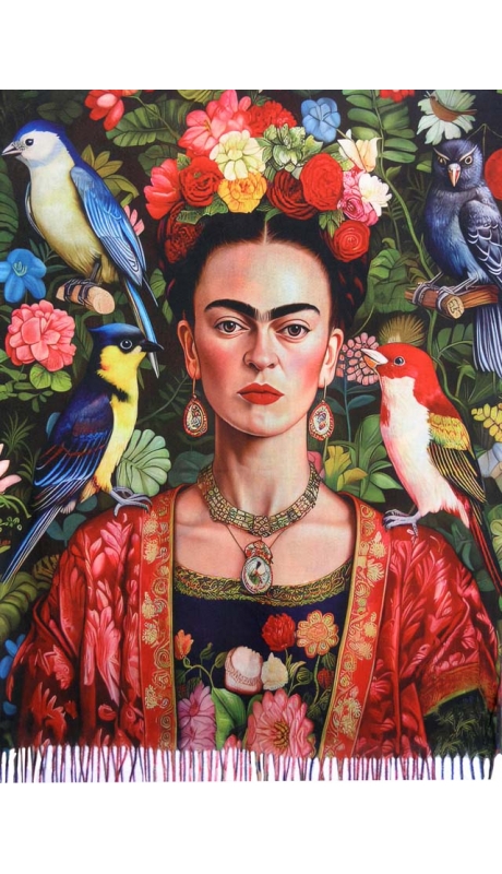 2- STRONNY SZAL CASHMERE REPLIKA SERIA PORTRETY FRIDY KHALO