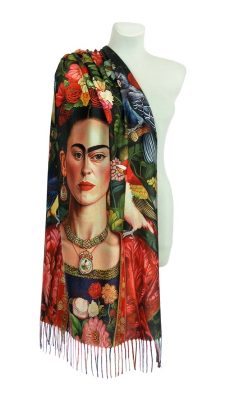 2- STRONNY SZAL CASHMERE REPLIKA SERIA PORTRETY FRIDY KHALO