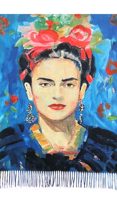 2- STRONNY SZAL CASHMERE REPLIKA SERIA PORTRETY FRIDY KHALO