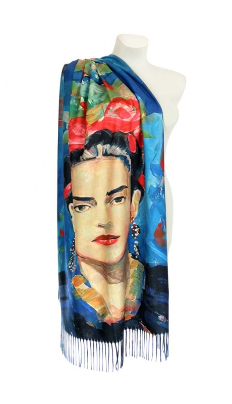 2- STRONNY SZAL CASHMERE REPLIKA SERIA PORTRETY FRIDY KHALO