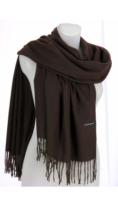SZAL SZALIK CZEKOLADOWY BRĄZ Z WEŁNĄ CASHMERE UNISEX 180/70