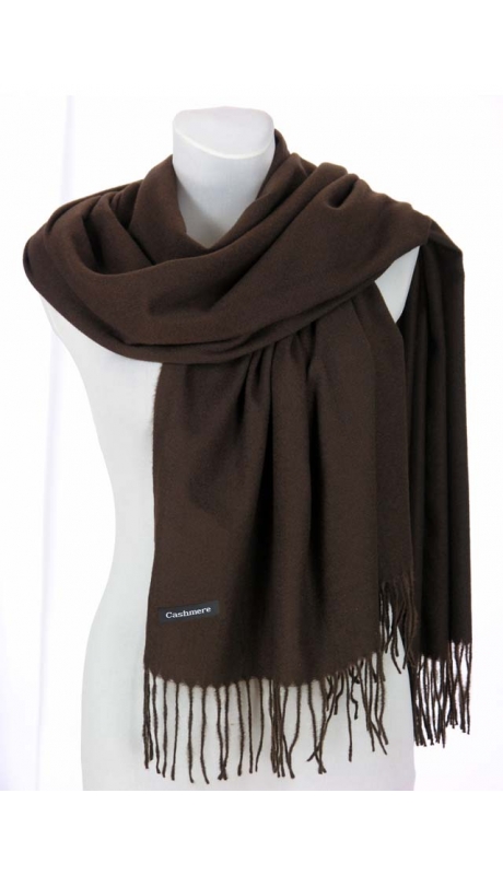 SZAL SZALIK CZEKOLADOWY BRĄZ Z WEŁNĄ CASHMERE UNISEX 180/70