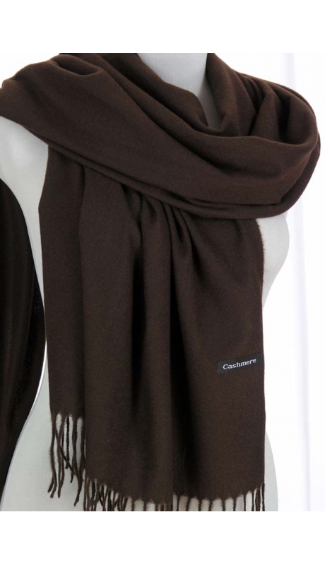 SZAL SZALIK CZEKOLADOWY BRĄZ Z WEŁNĄ CASHMERE UNISEX 180/70