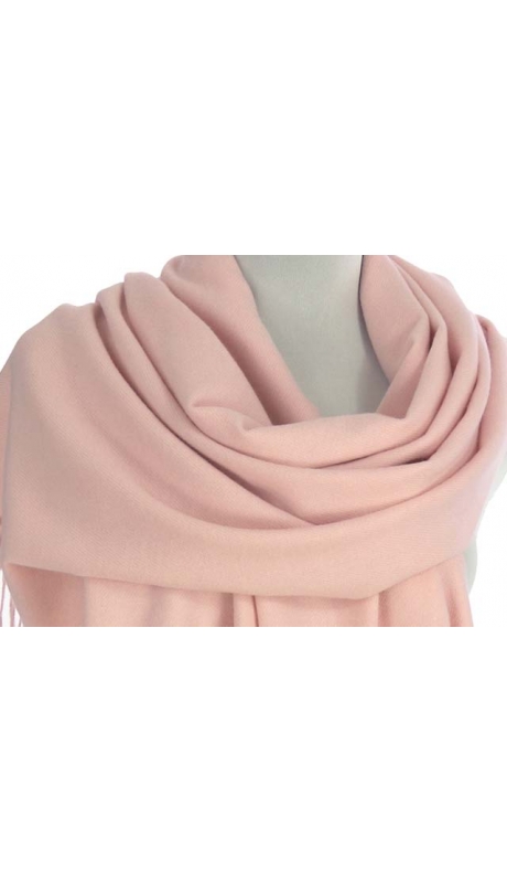 SZAL Z WEŁNĄ PUDROWY RÓŻ CASHMERE UNISEX 180/70 II GATUNEK