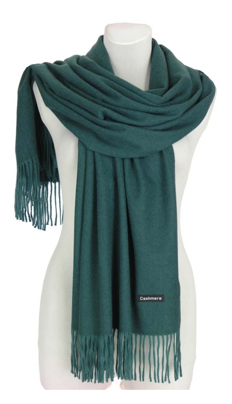 SZAL SZALIK ZIELEŃ SZMARAGDOWA Z WEŁNĄ CASHMERE UNISEX 180/70