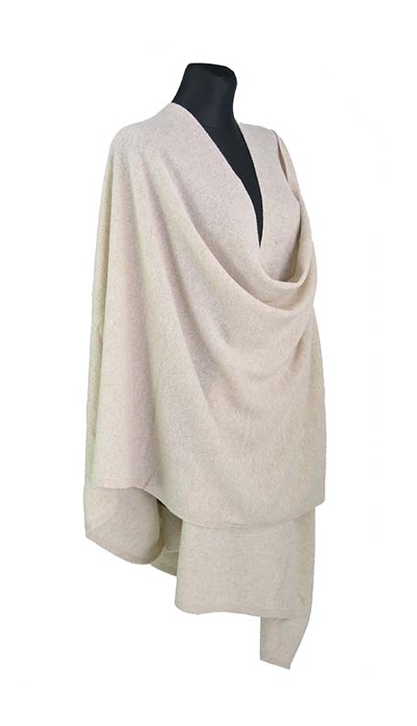 SZAL WEŁNIANY 220 x 62 cm - JASNY BEŻ