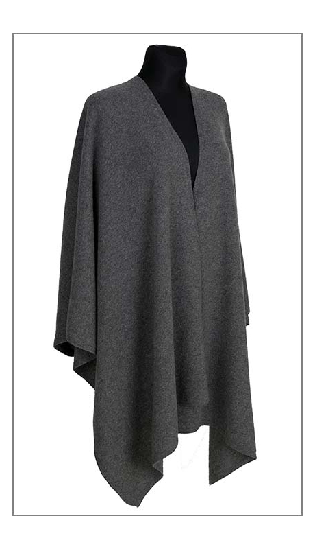 DUŻY SZAL WEŁNIANY 210 x 70 CIEMNO SZARY