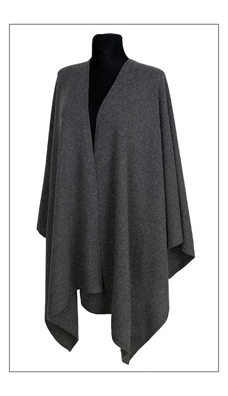 DUŻY SZAL WEŁNIANY 210 x 70 CIEMNO SZARY