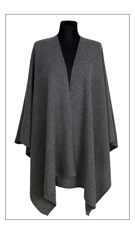 DUŻY SZAL WEŁNIANY 210 x 70 CIEMNO SZARY