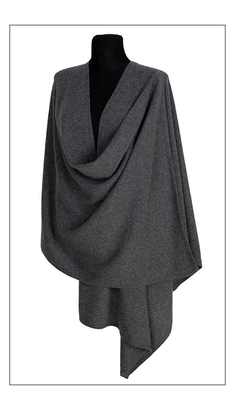 DUŻY SZAL WEŁNIANY 210 x 70 CIEMNO SZARY