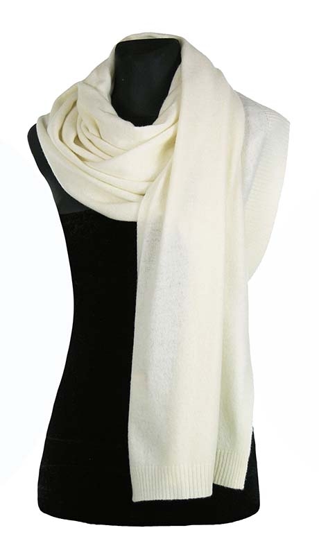 DUŻY SZAL Z WEŁNY JAGNIECEJ LAMBSWOOL 80% ECRU KREMOWY