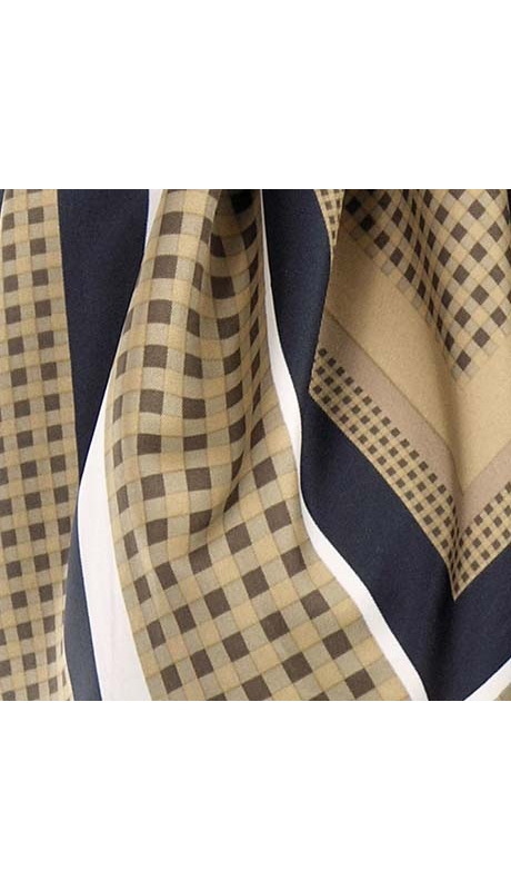 DUŻA APASZKA SATYNOWA KRATKA BEŻE TOFFI 90 x 90 cm